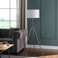 64" - 47" In Mid-century Adjustable Tripod Chrome/silver Metal Floor Lamp