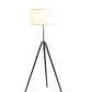 64" - 47" In Mid-century Adjustable Tripod Chrome/silver Metal Floor Lamp