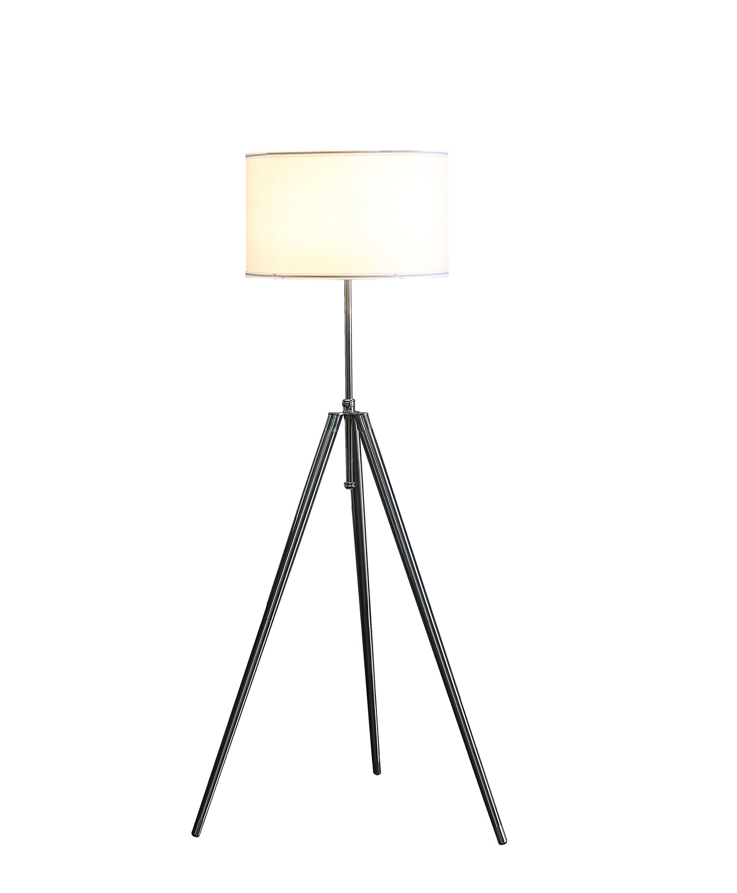 64" - 47" In Mid-century Adjustable Tripod Chrome/silver Metal Floor Lamp