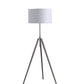 64" - 47" In Mid-century Adjustable Tripod Chrome/silver Metal Floor Lamp