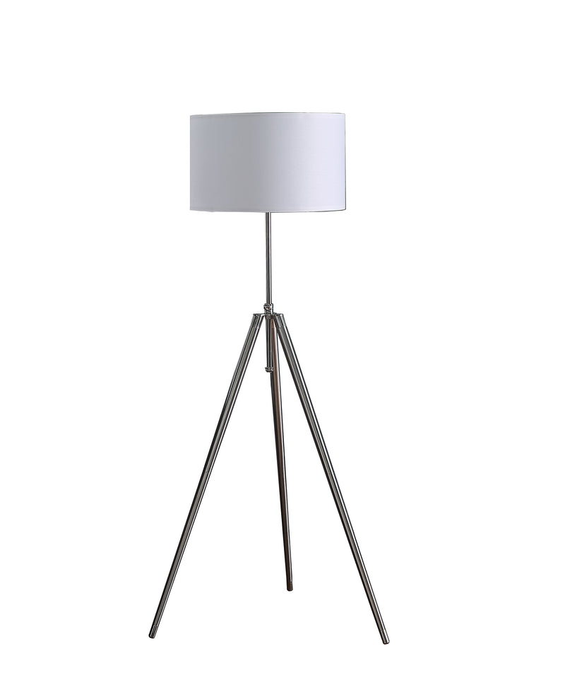 64" - 47" In Mid-century Adjustable Tripod Chrome/silver Metal Floor Lamp-zoom-