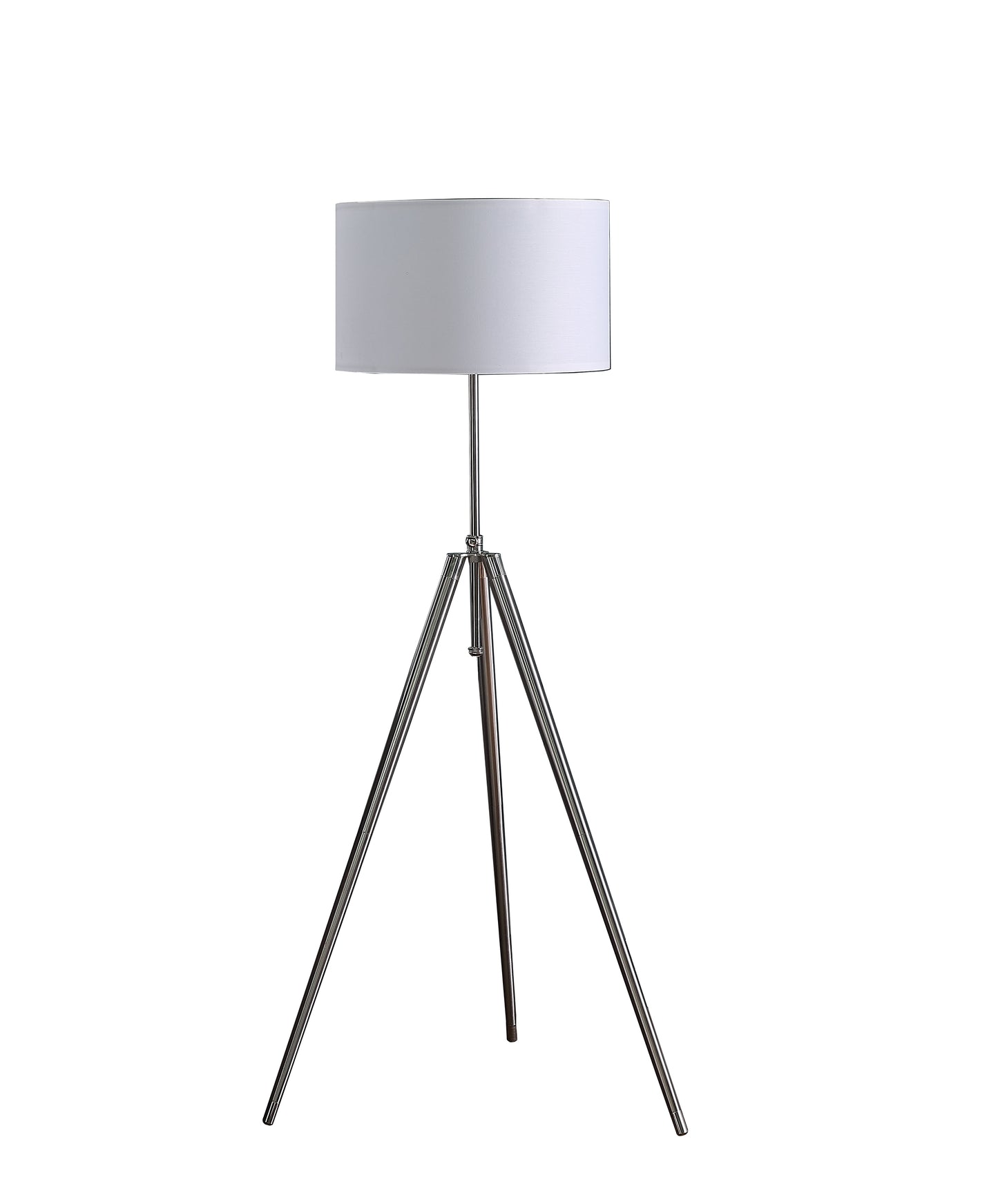 64" - 47" In Mid-century Adjustable Tripod Chrome/silver Metal Floor Lamp