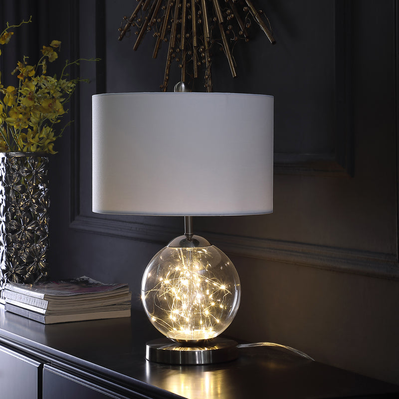 20.5" In Athena Glass Led Plasma Mid-century Metal Table Lamp-zoom-