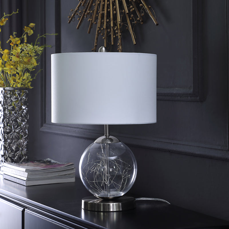 20.5" In Athena Glass Led Plasma Mid-century Metal Table Lamp-zoom-
