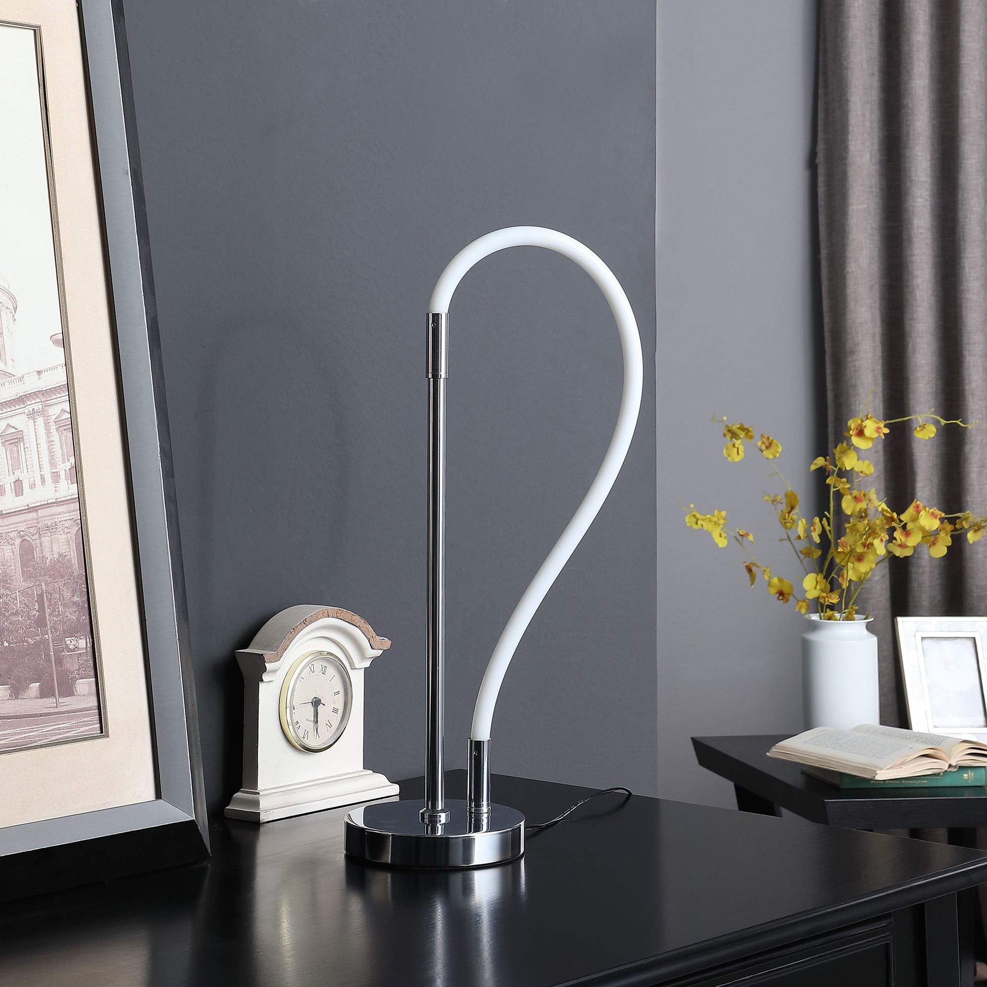 20.25" In Elastilight Led Tube W/ Magnetic End Contemporary Chrome Silver Table Lamp-zoom-3
