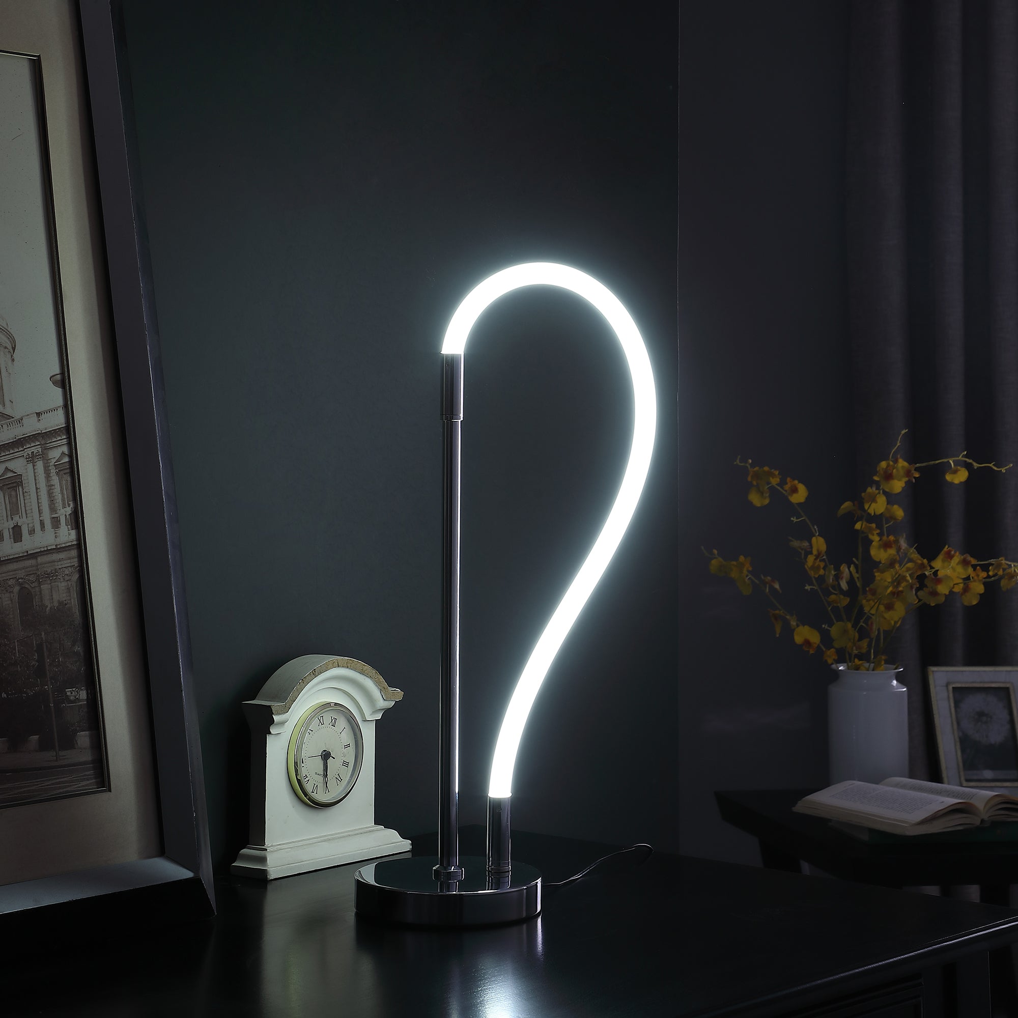 20.25" In Elastilight Led Tube W/ Magnetic End Contemporary Chrome Silver Table Lamp-zoom-4