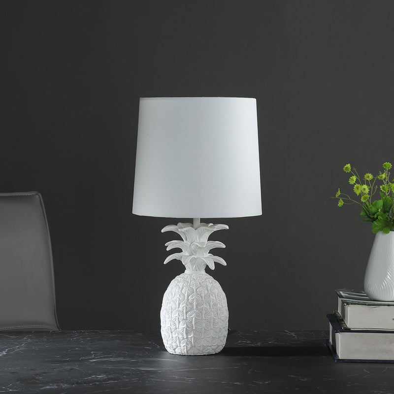 17" In Coastal White Tropical Heahea Pineapple Table Lamp-zoom-