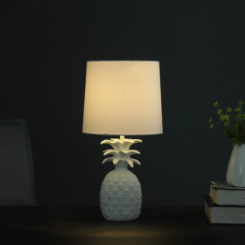 17" In Coastal White Tropical Heahea Pineapple Table Lamp-zoom-