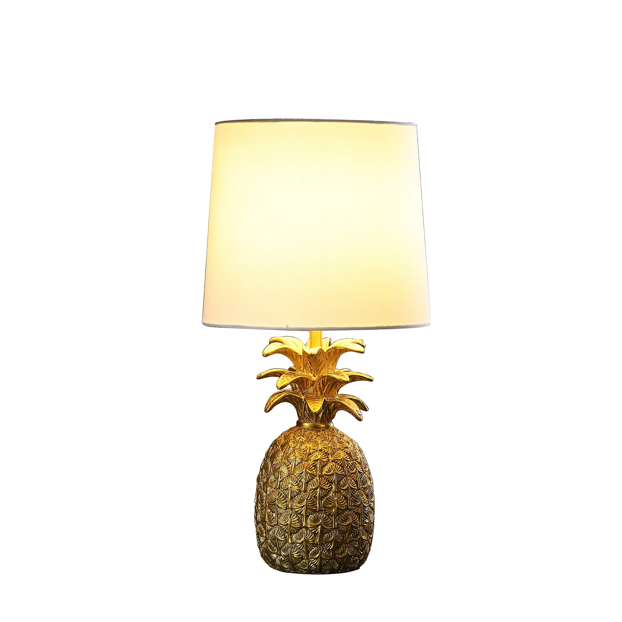 17" In Golden Brass Tropical Heahea Pineapple Table Lamp-zoom-2