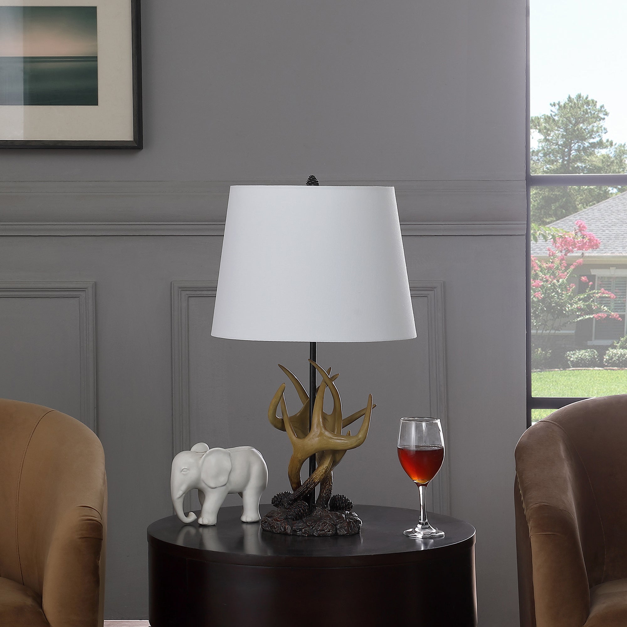 26" In Natural Royal Stag Deer Antler Modern Table Lamp-zoom-3