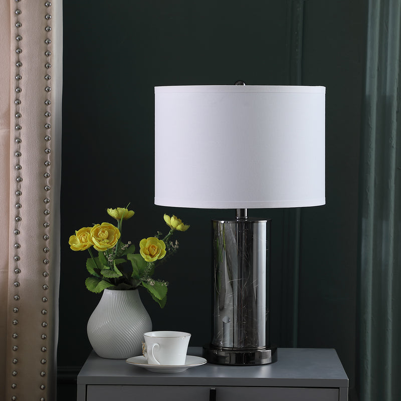 21.25" In Cynx Led Night Light Mid-century Glass Black Chrome Table Lamp-zoom-