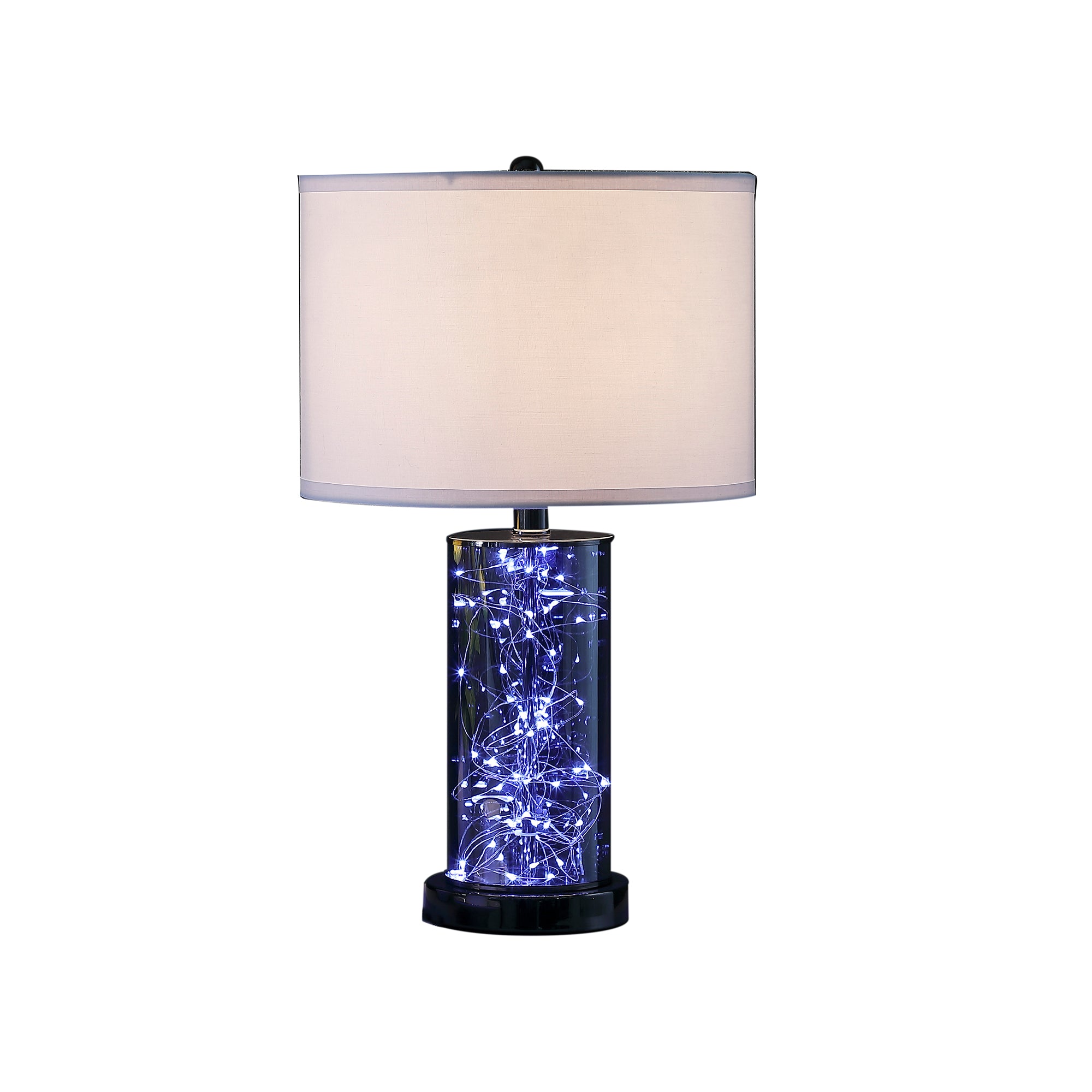 21.25" In Cynx Led Night Light Mid-century Glass Black Chrome Table Lamp