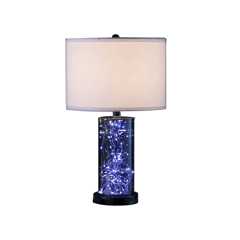 21.25" In Cynx Led Night Light Mid-century Glass Black Chrome Table Lamp-zoom-