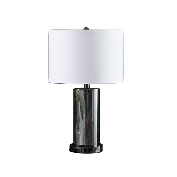 21.25 In Cynx Led Night Light Mid-century Glass Black Chrome Table Lamp
