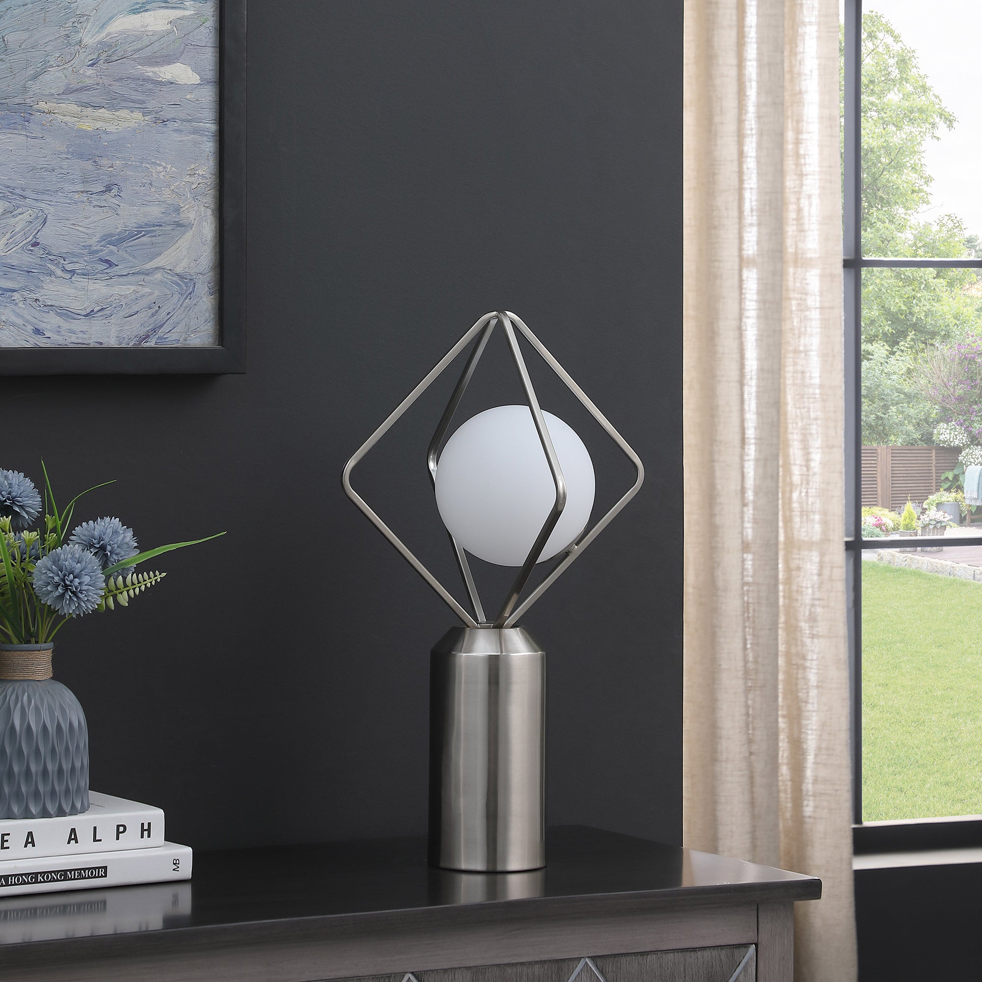 19.5"In Ernst Modern Monoclinic Pendeloque Silver Metal Table Lamp-zoom-3