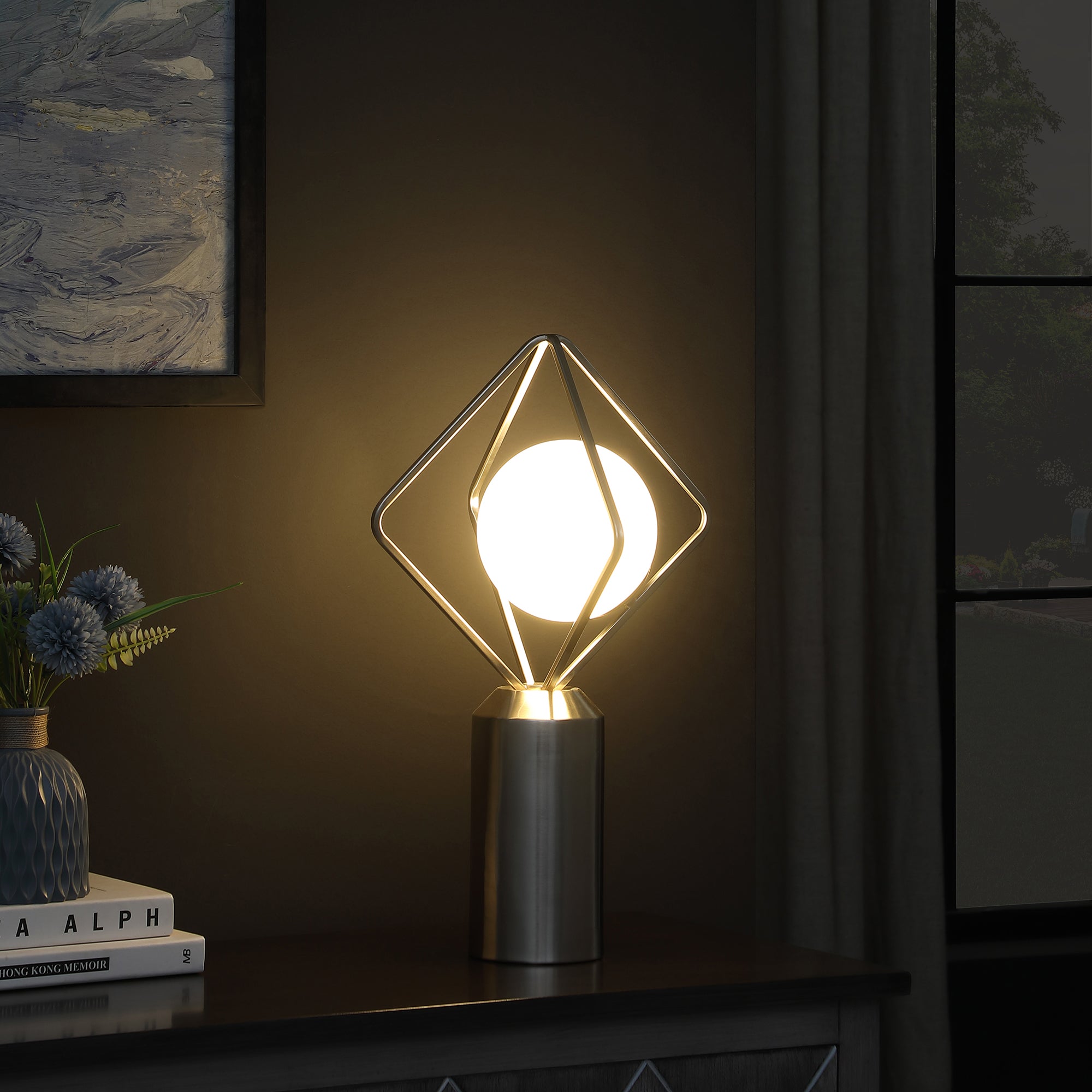 19.5"In Ernst Modern Monoclinic Pendeloque Silver Metal Table Lamp-zoom-4