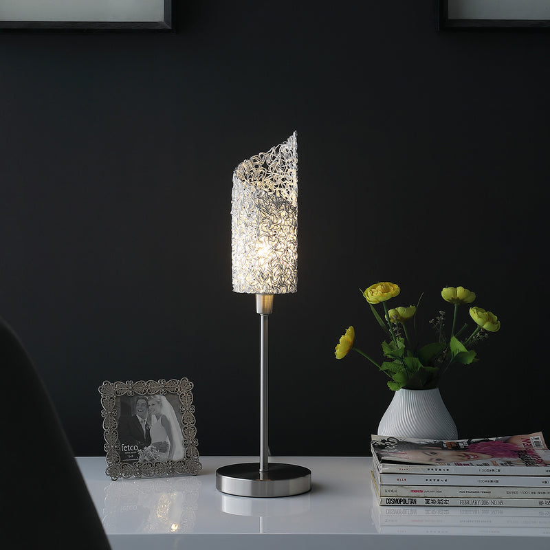 22" In Aldo Upright Concave Aluminum Brush Silver Table Lamp-zoom-