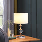 19.75" In Satin Nickel Solid Crystal Orb Metal Table Lamp