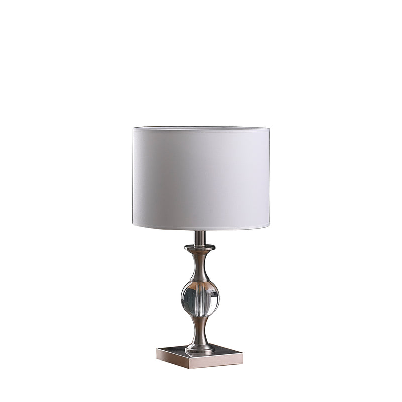 19.75" In Satin Nickel Solid Crystal Orb Metal Table Lamp-zoom-