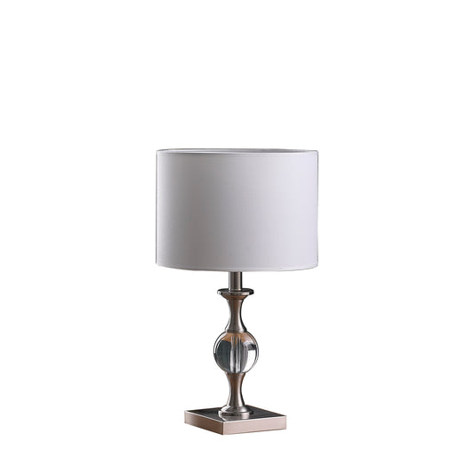 19.75" In Satin Nickel Solid Crystal Orb Metal Table Lamp