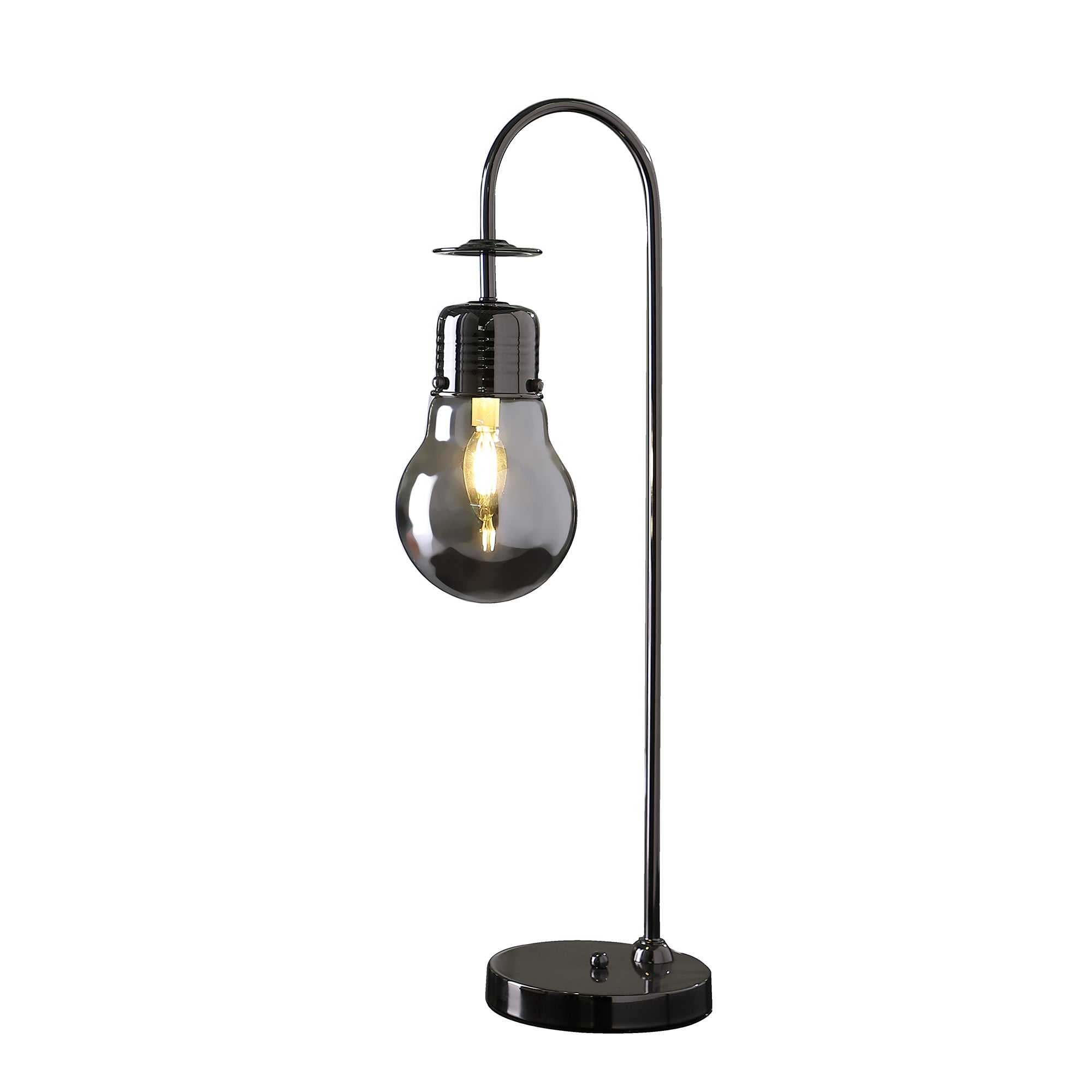 29" In Adan Edison Restorative Glass Led Downbridge Black Chrome Metal Table Lamp-zoom-2