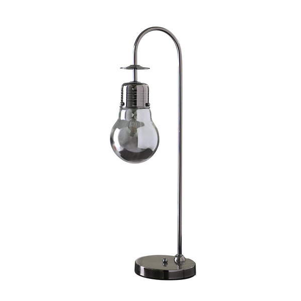 29 In Adan Edison Restorative Glass Led Downbridge Black Chrome Metal Table Lamp