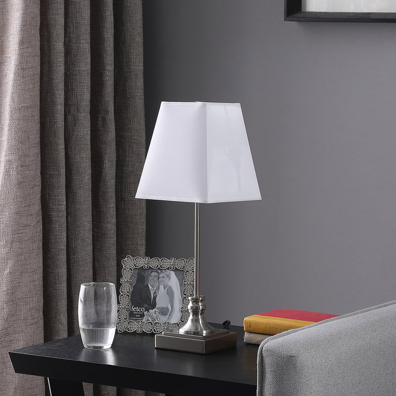 18.75" In Leil Mid Century Square Brush Silver Table Lamp-zoom-