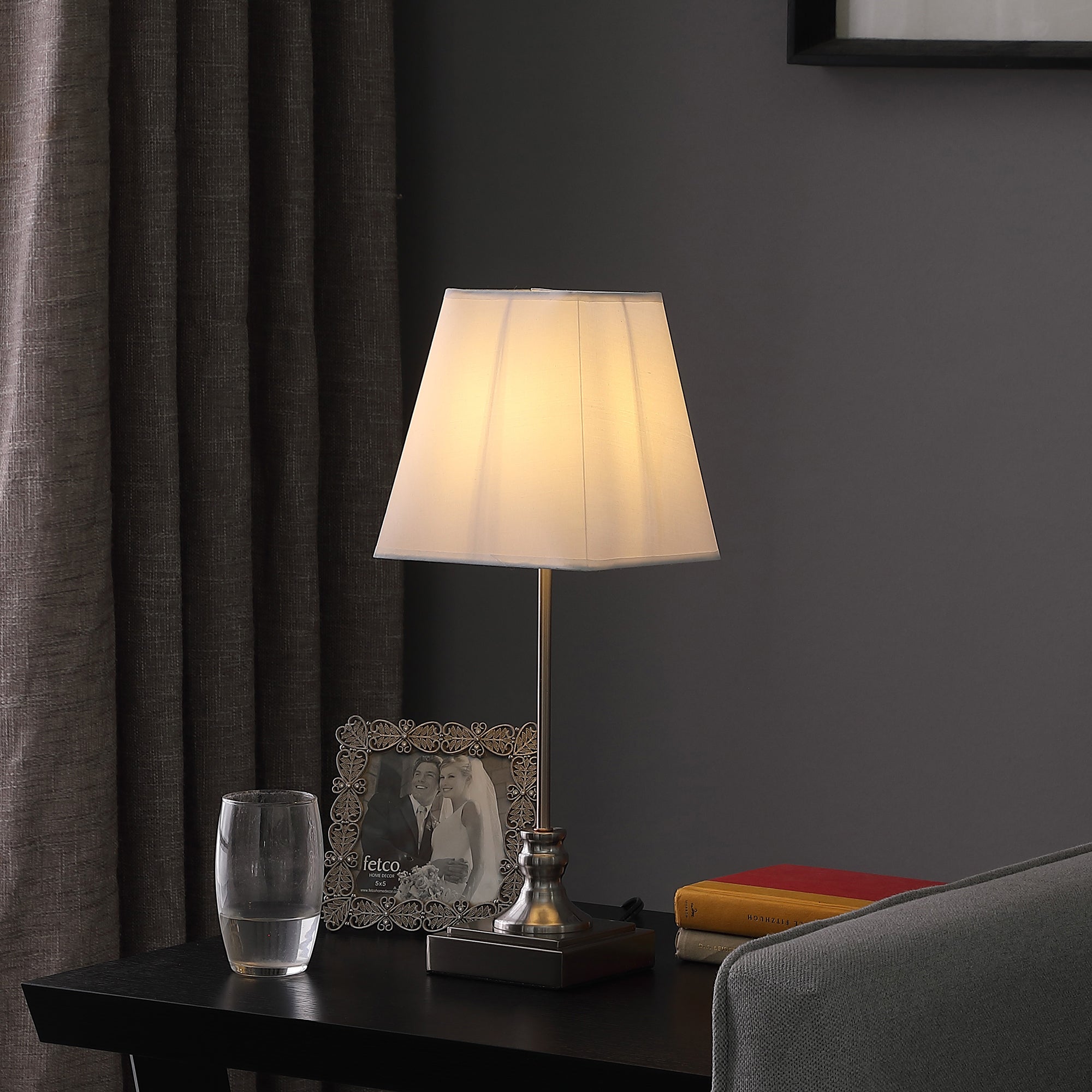 18.75" In Leil Mid Century Square Brush Silver Table Lamp-zoom-4