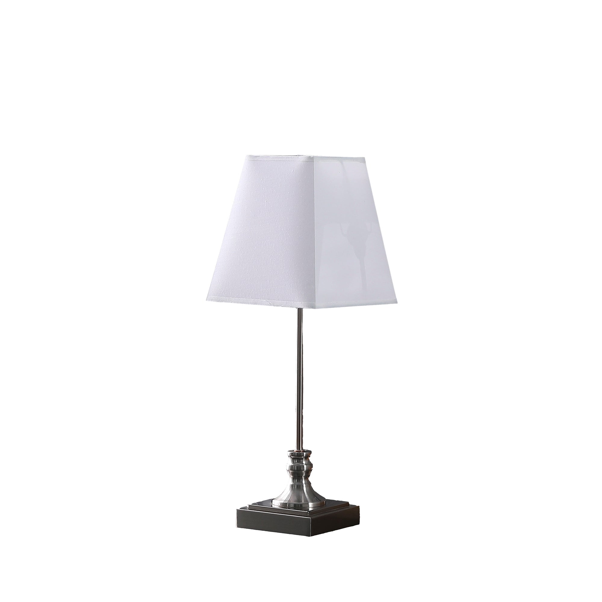 18.75" In Leil Mid Century Square Brush Silver Table Lamp-zoom-1