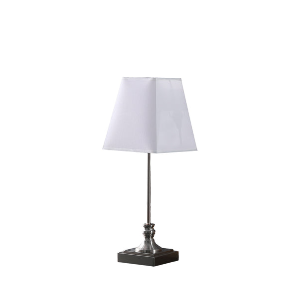 18.75 In Leil Mid Century Square Brush Silver Table Lamp