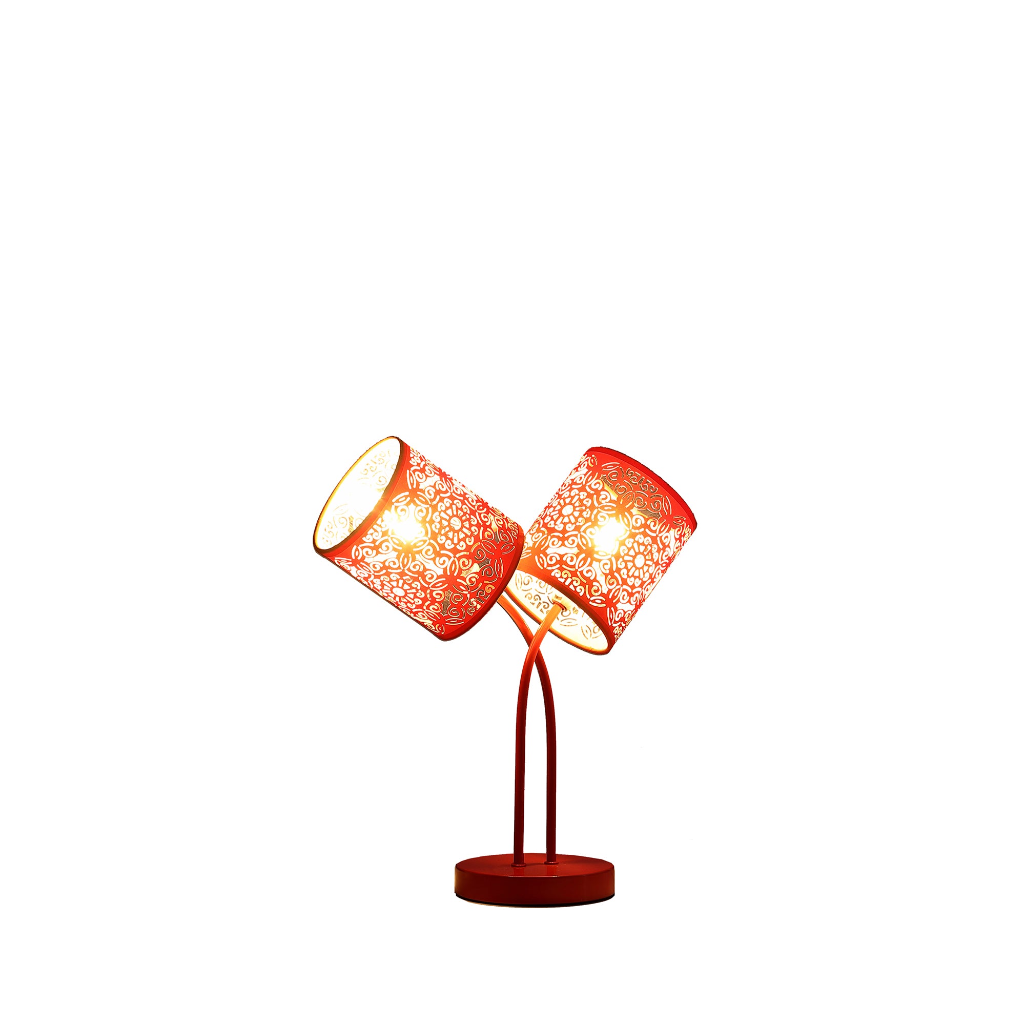 17" In Bohemian Paisley 2-light Cylinder Red Table Lamp