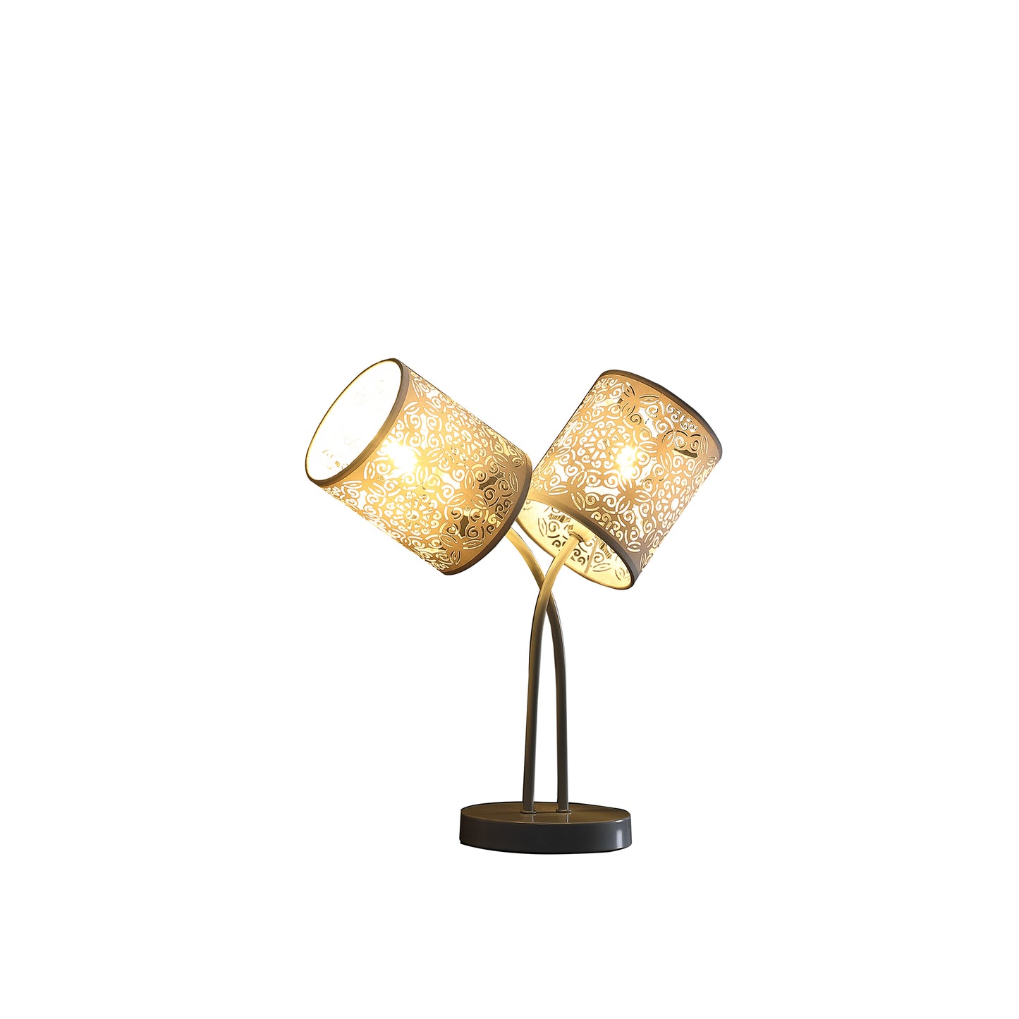 17" In Bohemian Paisley 2-light Cylinder Gray Table Lamp