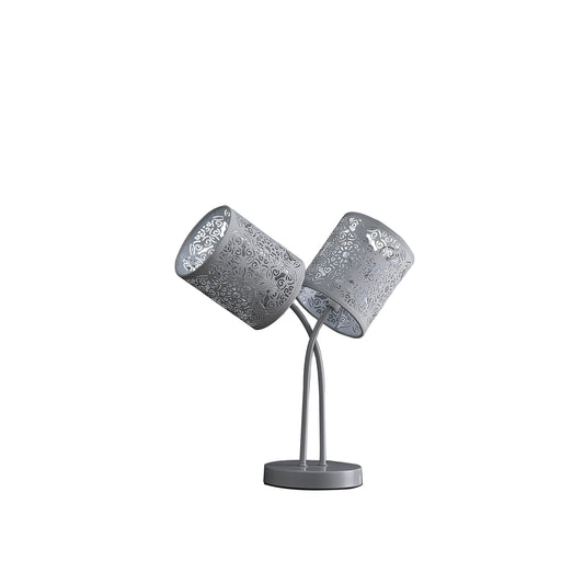 17" In Bohemian Paisley 2-light Cylinder Gray Table Lamp