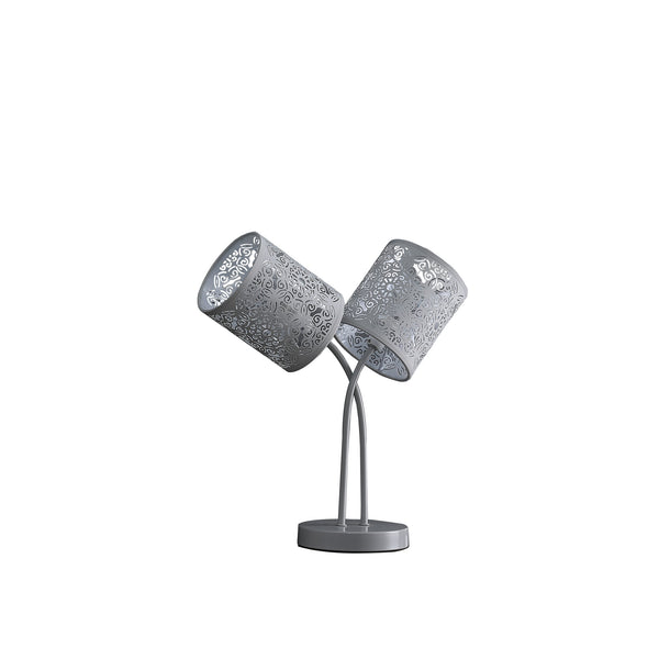 17 In Bohemian Paisley 2-light Cylinder Gray Table Lamp
