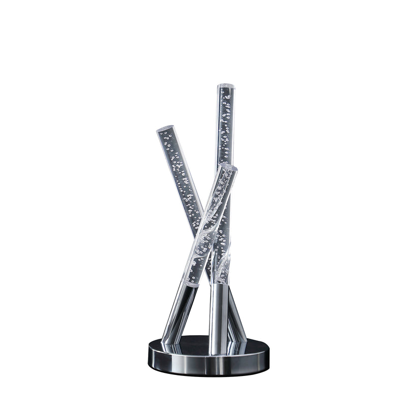 14.5" In Carina Modern 3 Acrylic Upright Leg Stix Led Silver Metal Table Lamp-zoom-