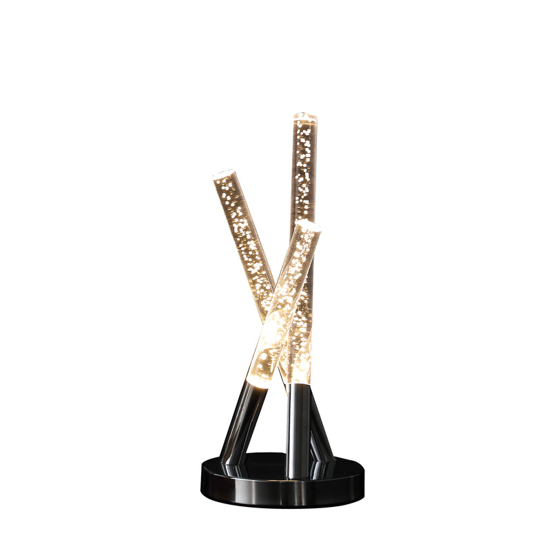 14.5" In Carina Modern 3 Acrylic Upright Leg Stix Led Silver Metal Table Lamp-zoom-