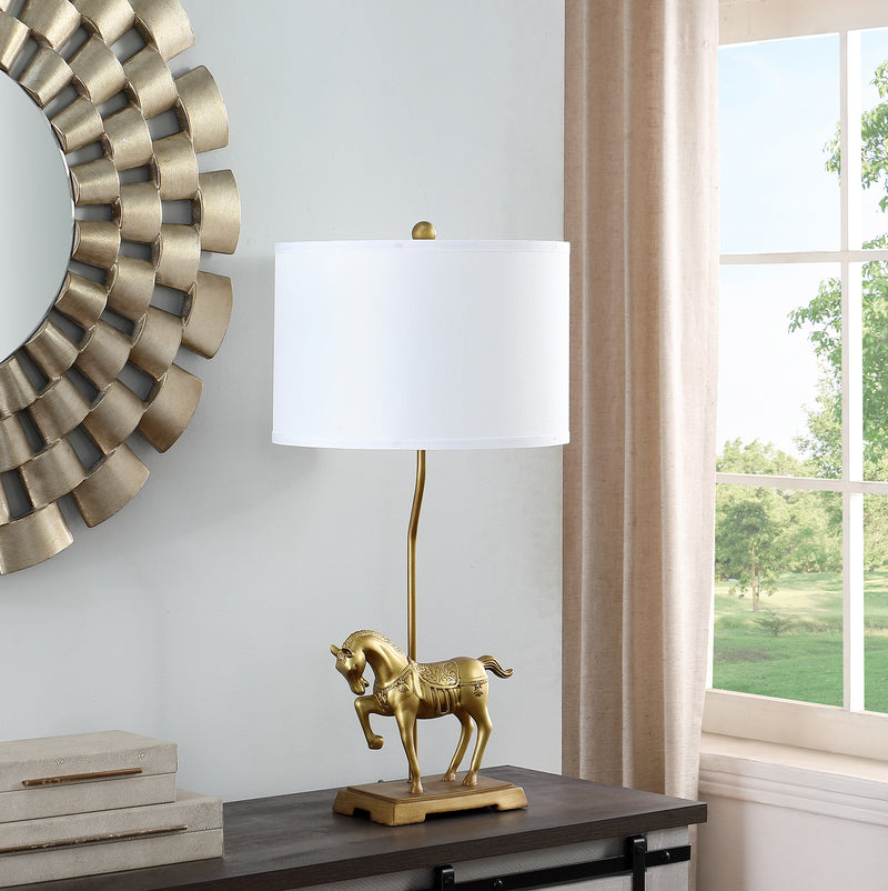 29.5" In Gold Royal Stallion Horse Resin Table Lamp-zoom-