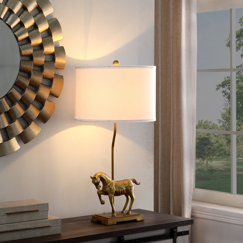 29.5" In Gold Royal Stallion Horse Resin Table Lamp-zoom-