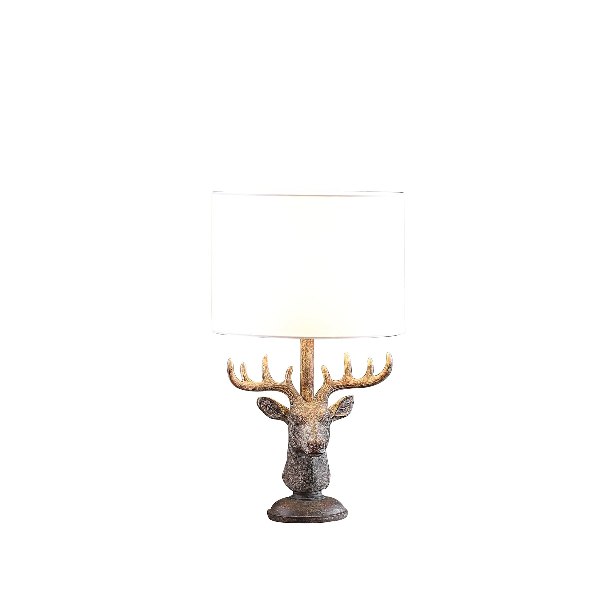18" In Stag Elk Deer Bust Rustic Gray Polyresin Table Lamp-zoom-2