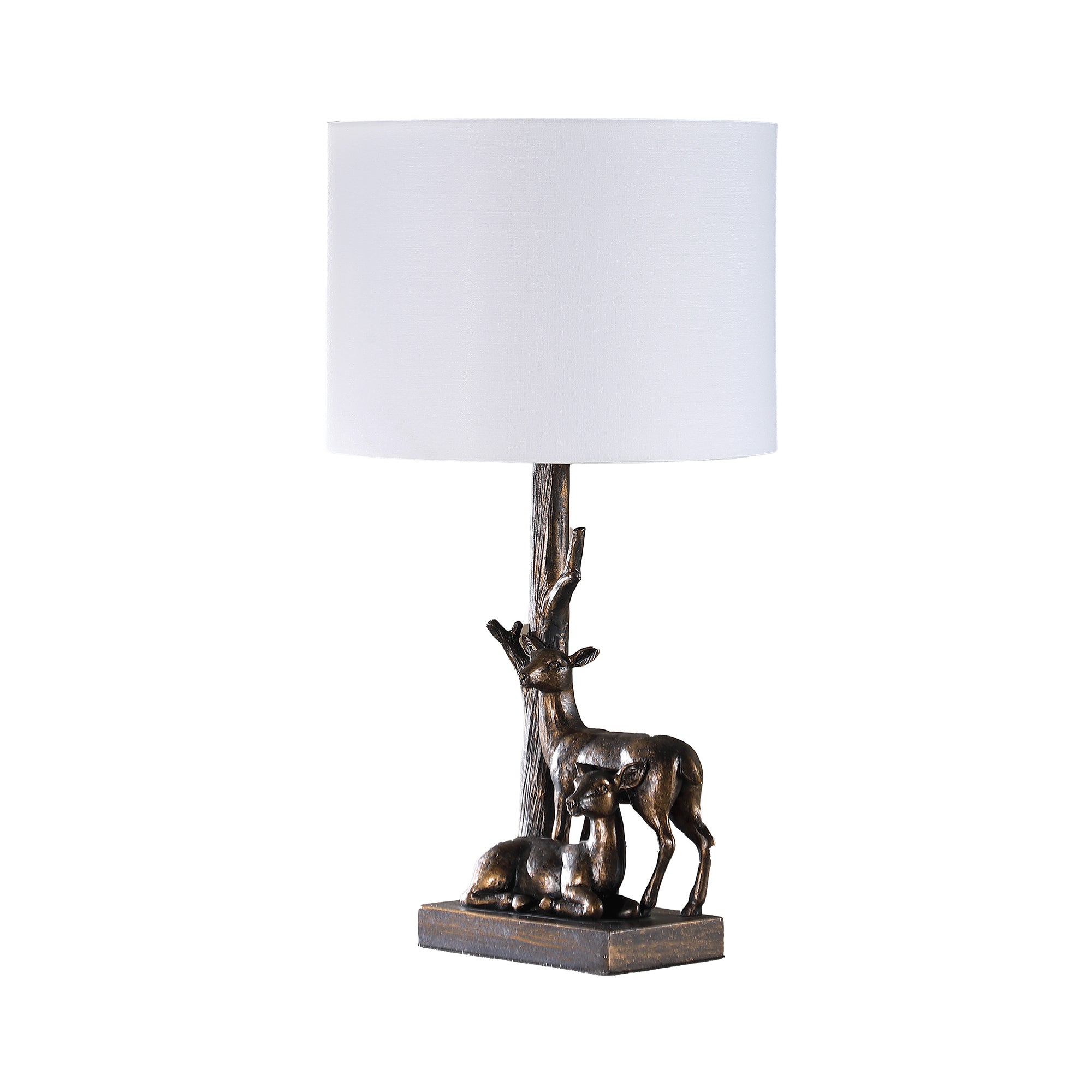 19.75" In Capreolus Bronze Western Roe Deers Polyresin Table Lamp-zoom-1