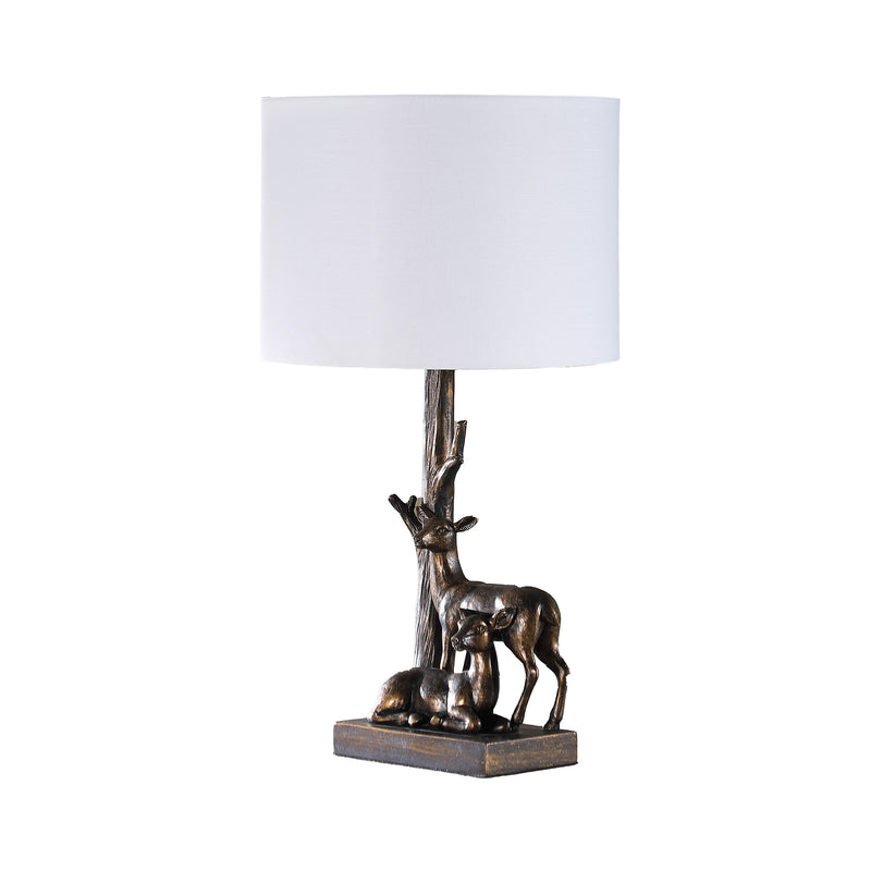 19.75" In Capreolus Bronze Western Roe Deers Polyresin Table Lamp-zoom-
