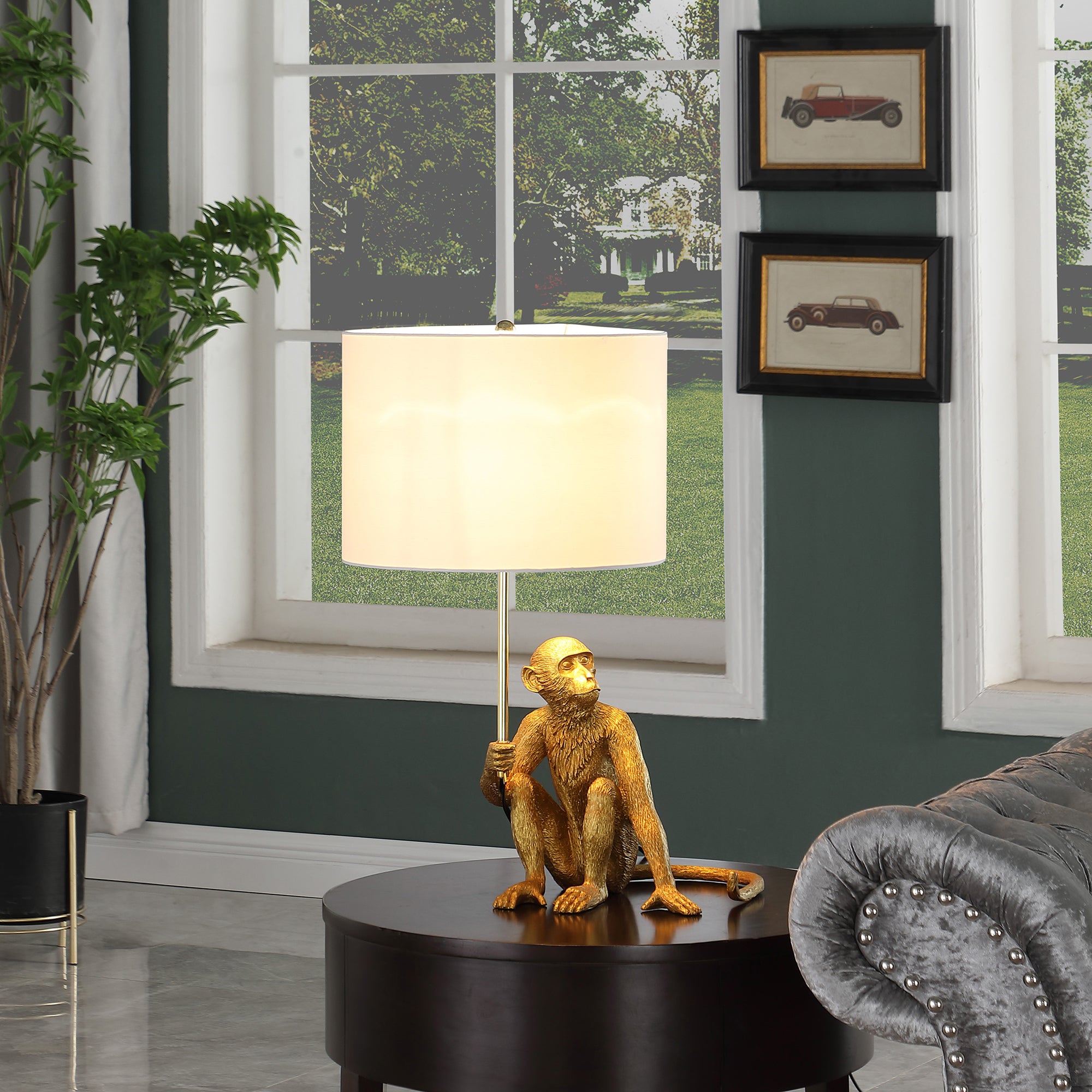 25.50" In Golden Monkey Holding Polyresin Table Lamp-zoom-4