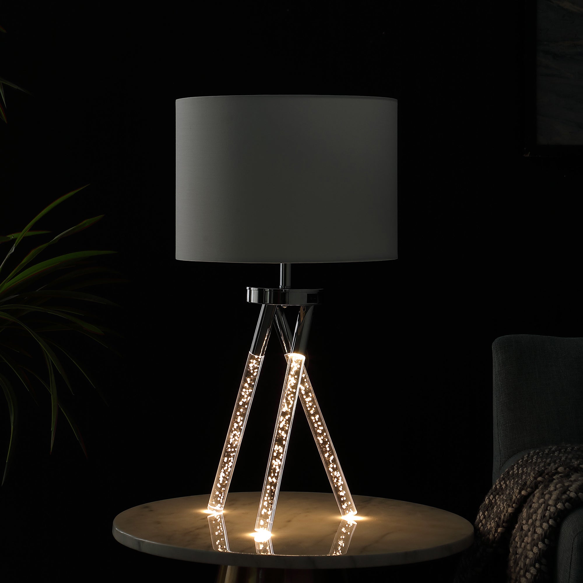 26.25" In Mid Century Birgit Led Acrylic Tapered Legs Silver Metal Table Lamp-zoom-5