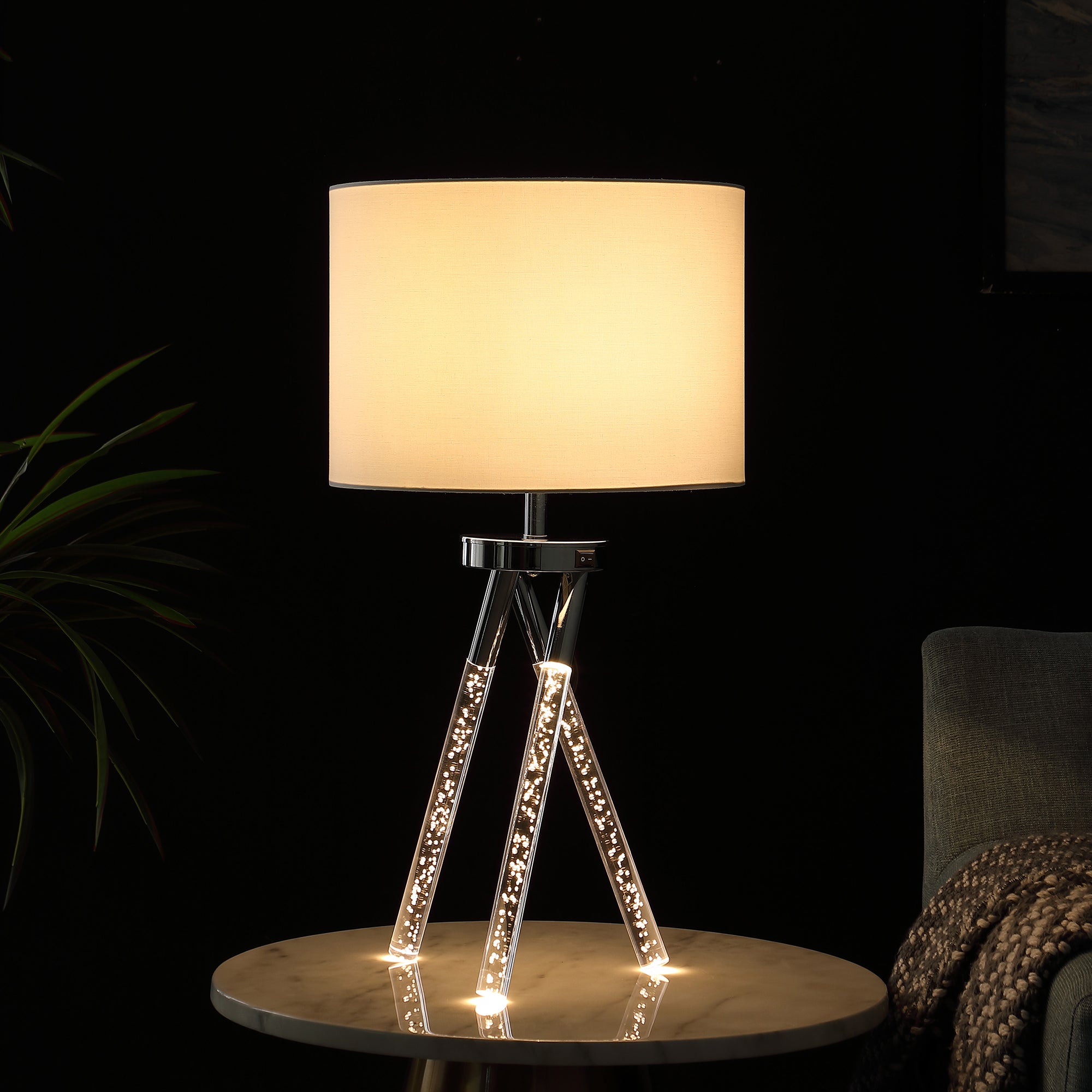 26.25" In Mid Century Birgit Led Acrylic Tapered Legs Silver Metal Table Lamp-zoom-6