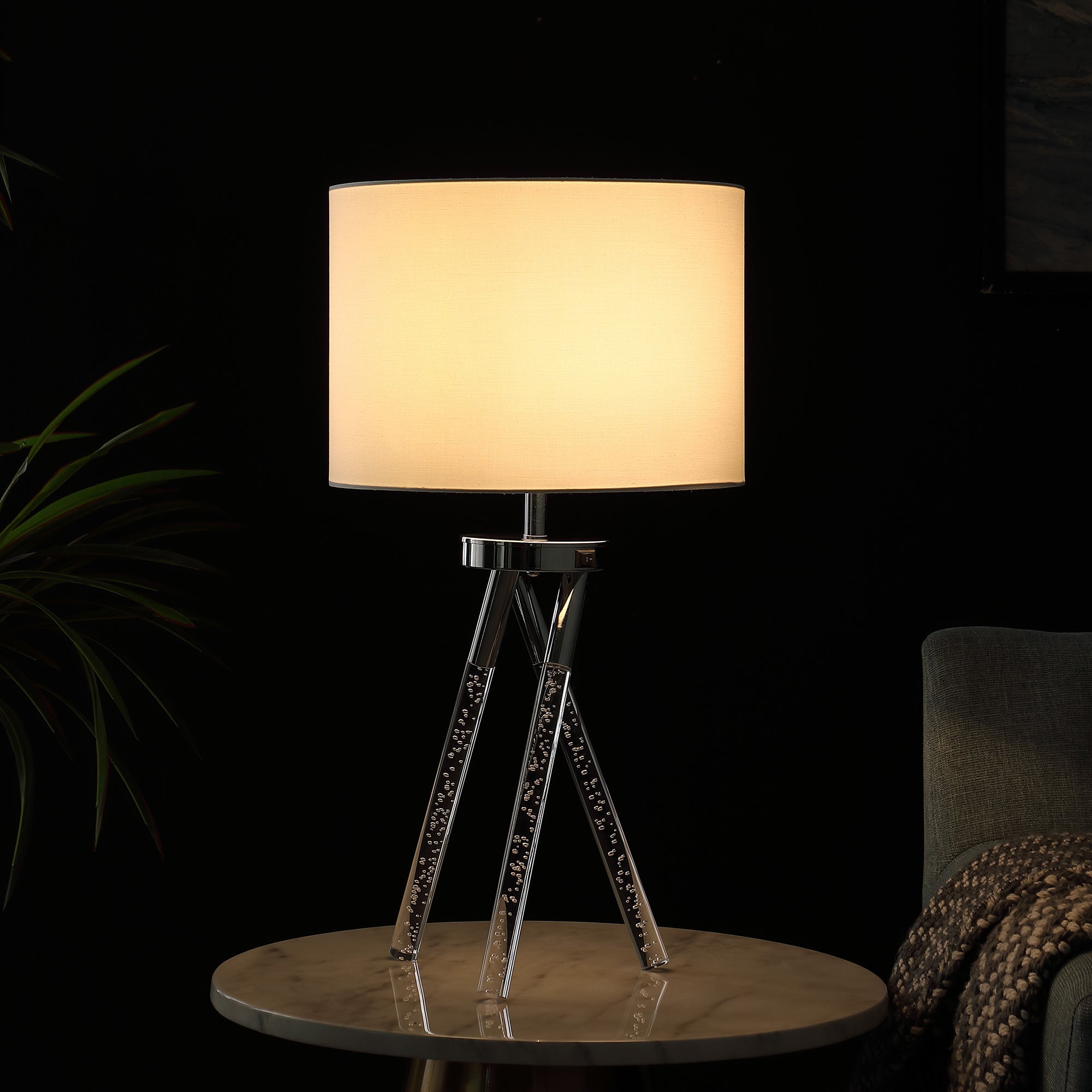26.25" In Mid Century Birgit Led Acrylic Tapered Legs Silver Metal Table Lamp-zoom-4