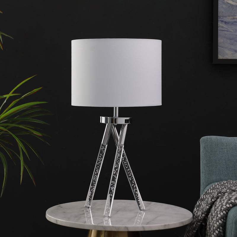 26.25" In Mid Century Birgit Led Acrylic Tapered Legs Silver Metal Table Lamp-zoom-