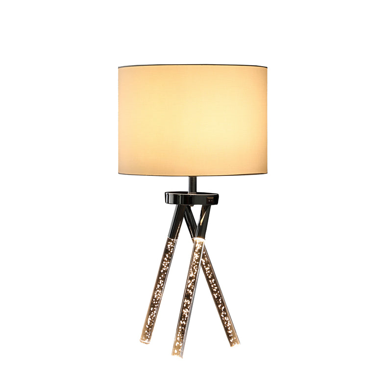 26.25" In Mid Century Birgit Led Acrylic Tapered Legs Silver Metal Table Lamp-zoom-