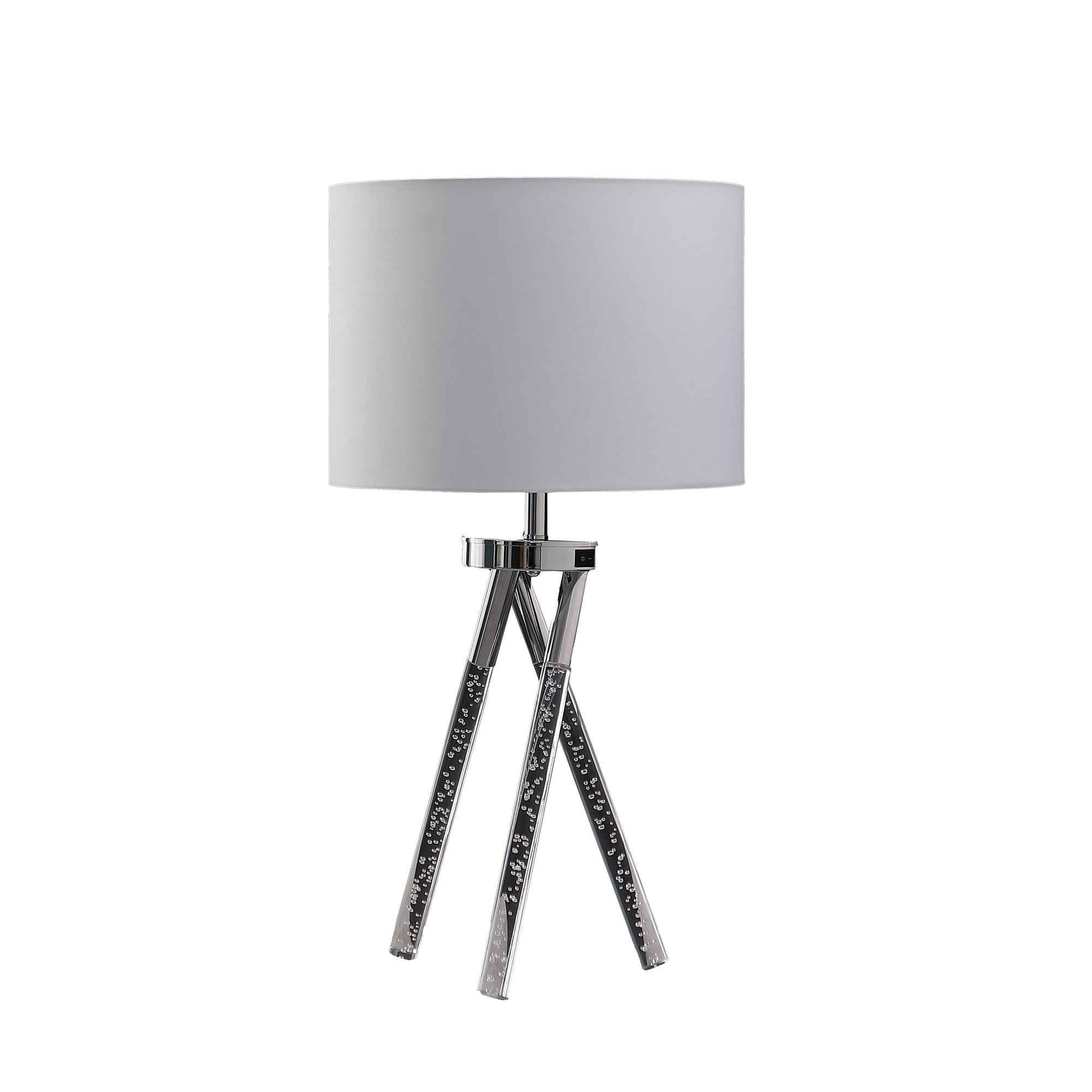 26.25" In Mid Century Birgit Led Acrylic Tapered Legs Silver Metal Table Lamp-zoom-1