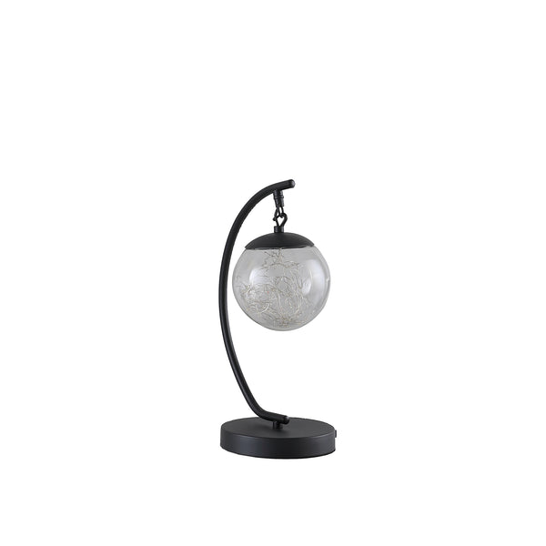 14 In Pendulum Multi-colored Led Glass Orb Black Metal Table Lamp W/ Usb Port