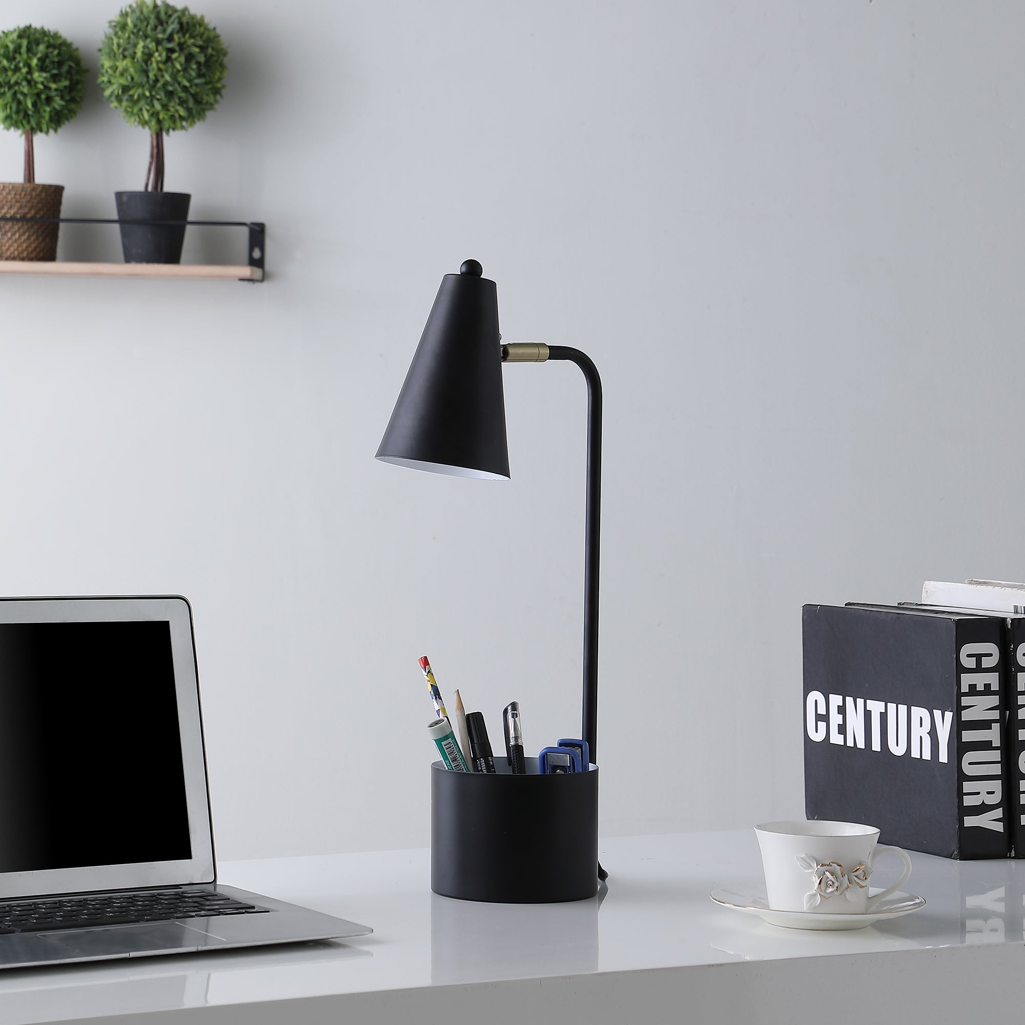 19.5" In Student Black Metal Task Desk Lamp W/ Organizer-zoom-3
